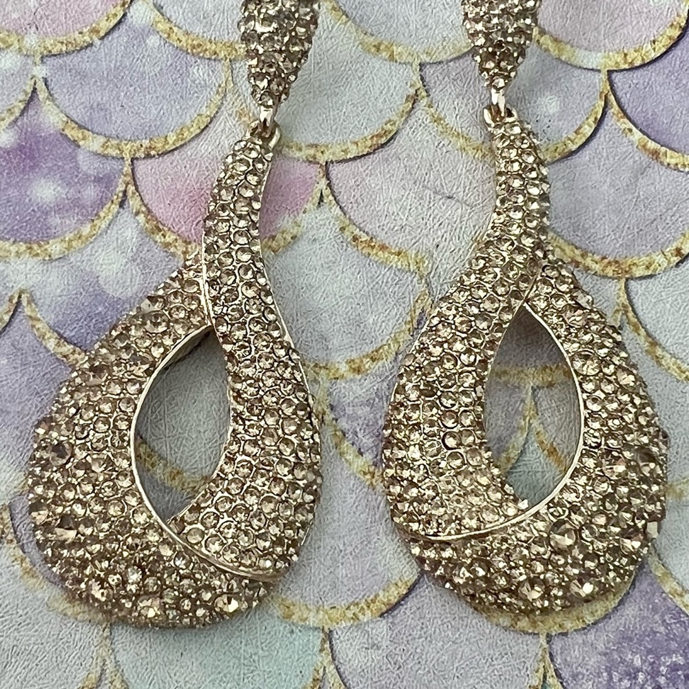Jim Ball gold tone sparkle tear drop earrings